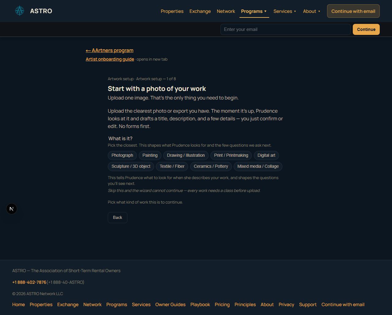 Artwork setup — Upload